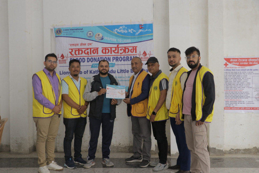 लायन्स क्लव अफ काठमाडौं लिटिल बुद्धको रक्तदान कार्यक्रम, संकलन गरियो ४०  पिन्ट रगत